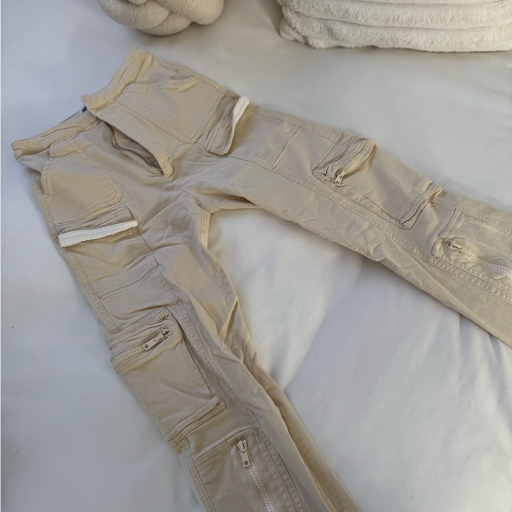 Mistress Rocks Beige Cargo Pants with Multiple Pockets